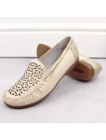 Kožené pohodlné polobotky Rieker W RKR658 beige