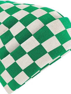 Beechfield B 531 Pletená čepice "Checkerboard" 53.0531 kelly green/off white