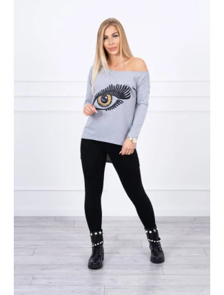 Halenka s potiskem a delšími zády šedá Halenka s potiskem a delšími zády šedá