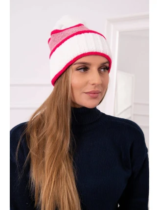 Kinga dámská čepice K297 bílá+růžová neon+tmavě růžová