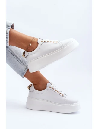 Dámské kožené tenisky na platformě CheBello 4367 bílé
