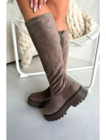 Zateplené dámské kozačky na platformě Big Star OO274722 béžové