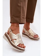 Kožené sandály na platformě S.Barski GR61-5916 Zlaté Kožené sandály na platformě S.Barski GR61-5916 Zlaté