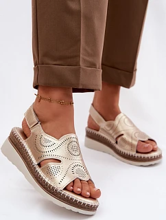 Kožené sandály na platformě S.Barski GR61-5916 Zlaté