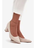 Dámské lodičky se špičatou špičkou na blokovém podpatku Pavira – béžové