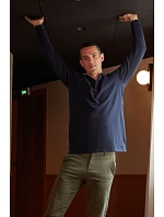NEOBLU Owen LSL Men Pánské těžké piqué polo s dlouhým rukávem 24.4396 deep black