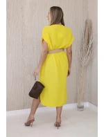 Šaty 5904 s ozdobným páskem - Žlutá