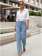Dámské džíny s vysokým pasem a širokými nohavicemi modré FashionStreet UY2968