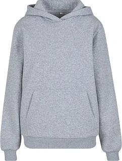 Build your Brand BY 289 Dámská oversize mikina s kapucí "Fluffy" 56.0289 heather grey