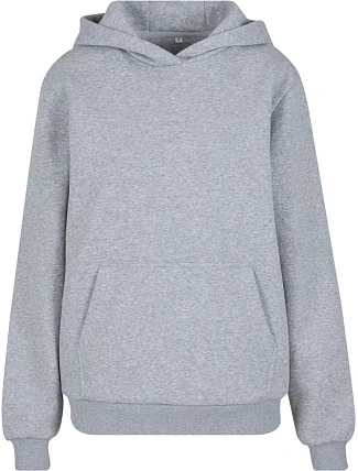Build your Brand BY 289 Dámská oversize mikina s kapucí "Fluffy" 56.0289 heather grey
