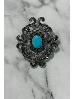 Brož XZ459-107 stříbrná + modrá