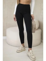 Dámské žebrované legíny s vysokým pasem černý