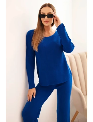 Dámský svetr s širokými nohavicemi a dlouhým rukávem chabrový