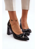 Lodičky na podpatku s mašlí černé Ariemessa