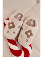 Kožešinové pantofle s květinami béžové Selinne Kožešinové pantofle s květinami béžové Selinne