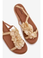 Dámské sandály Ploché s Ozdobnými Květinami Zlaté Noemia