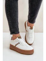 Dámské tenisky na platformě s leopardím vzorem bílé Dravinnia