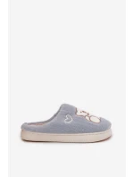 Dámské chlupaté papuče s medvídkem – modré Noralie