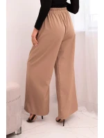 Dámské elegantní kalhoty s širokou nohavicí a ozdobným květem fango