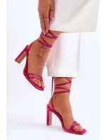 Elegantní vázané sandály s kamínky Fuchsie Nessy
