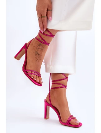 Elegantní vázané sandály s kamínky Fuchsie Nessy