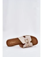 Dámské Ploché Pantofle S Dekorativním Detaiilem Béžové Amiresna