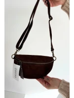 Kožená semišová kabelka ledvinka čokoládová Wessa