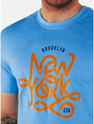 Pánské modré tričko s potiskem FashionStreet RX5370 Pánské modré tričko s potiskem FashionStreet RX5370