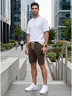 Pánské teplákové kraťasy s tkaničkou, hnědé, FashionStreet SX2628 Pánské teplákové kraťasy s tkaničkou, hnědé, FashionStreet SX2628