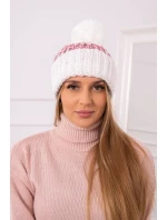 Dámská čepice Ellen s bambulí K325 bílá