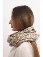 Komin dámský vlněný melírovaný silný šál na zimu KN24 tmavě béžový Komin dámský vlněný melírovaný silný šál na zimu KN24 tmavě béžový