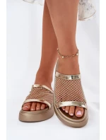 Zdobené dámské sandály na platformě se síťkou S.Barski MY51-016 zlaté