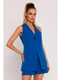 M776 Sako bez rukávů s jedním knoflíkem - modré