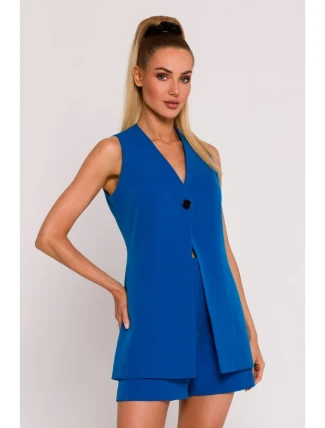 M776 Sako bez rukávů s jedním knoflíkem - modré M776 Sako bez rukávů s jedním knoflíkem - modré