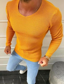 Pánský svetr přes hlavu žlutý WX1590