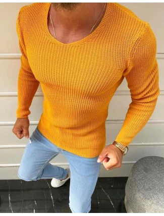 Pánský svetr přes hlavu žlutý WX1590