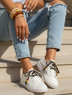 Dámské tenisky tenisky s ozdobnými korálky bílé ZY1407