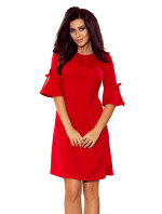 Červené dámské trapézové šaty s rozšířenými rukávy model 6703289