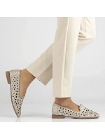 Dámské kožené ažurové polobotky béžové barvy Filippo DP7710