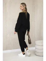 Komplet teplákové + kalhoty máslová látka černý Komplet teplákové + kalhoty máslová látka černý