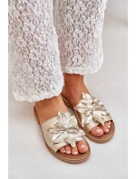 Pantofle S Dekorací Z Pravidelné Kůže Zazoo 3667 Zlaté