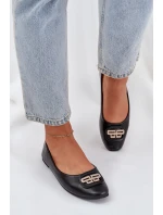 Baleríny Na Ploché Podešvi S Ozdobou Černé Ainoria Baleríny Na Ploché Podešvi S Ozdobou Černé Ainoria