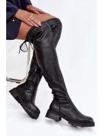 Dámské kozačky nad koleno s šněrováním černé Rylissa Dámské kozačky nad koleno s šněrováním černé Rylissa