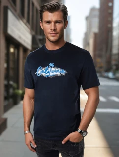 Pánské tmavě modré tričko s potiskem FashionStreet RX5372