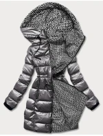 Šedá oboustranná dámská metalická bunda (R8070) Šedá oboustranná dámská metalická bunda (R8070)