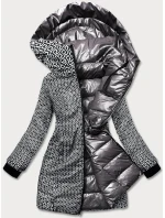 Šedá oboustranná dámská metalická bunda (R8070) Šedá oboustranná dámská metalická bunda (R8070)