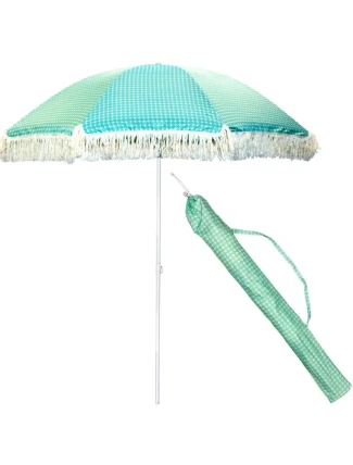 PLÁŽOVÝ A ZAHRADNÍ SLUNEČNÍK SE STŘAPCI 174 CM ZELENÝ