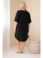 Dámské viskózové šaty Plus Size s krátkým rukávem a výstřihem do V černá