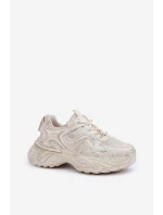 Dámské Tenisky S Odrbanými Na Platformě Béžové Seladwen