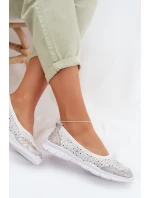 Kožené Ažurové Baleríny S.Barski GR61-5973 Bílé